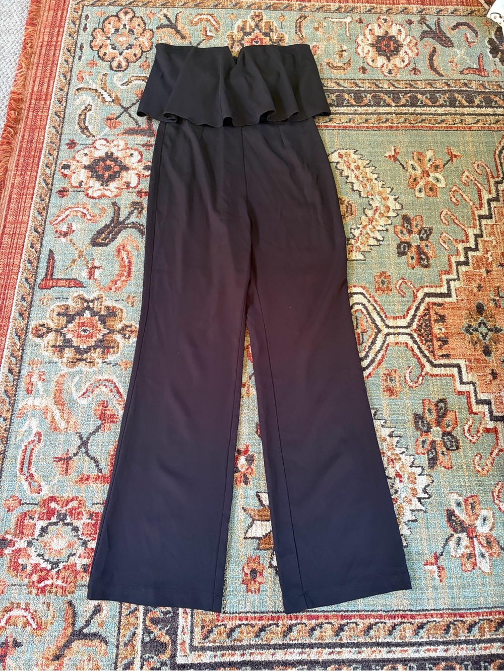 Pink Lily Black Strapless Ruffle Jumpsuit